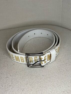 Bikkembergs White Leather Belt with Gold Logo